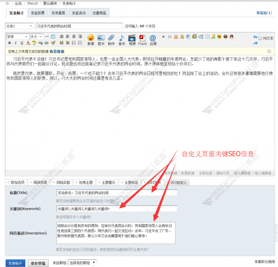 discuzSEO信息自定义截图1