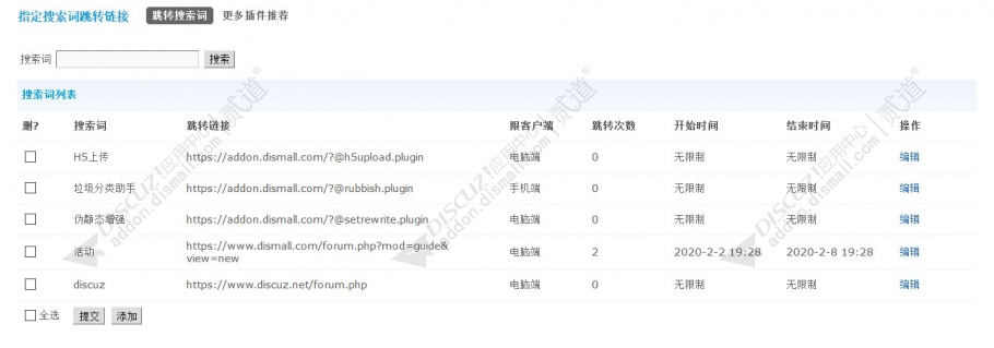 discuz指定搜索词跳转链接截图2