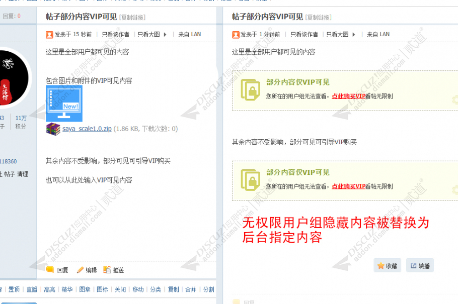 discuz帖子内容VIP可见截图2