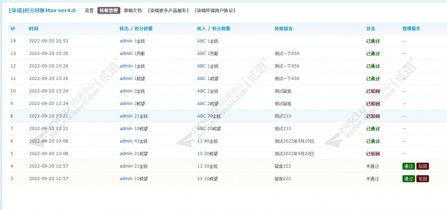 discuz柒瑞积分转账Max截图6