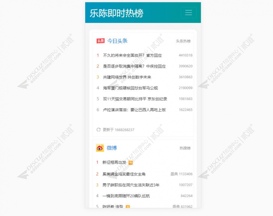 discuz实时即时热榜截图2