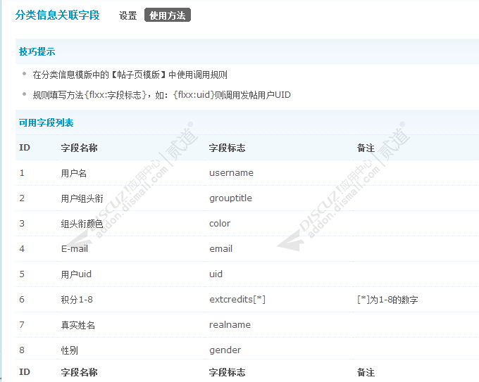 discuz分类信息关联字段截图4