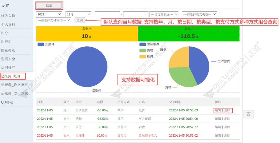 discuz记账薄截图1