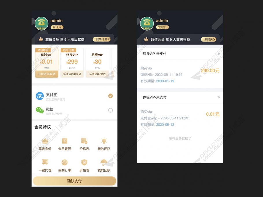discuzHL购买VIP用户组截图1